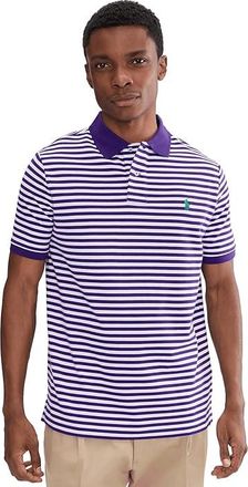 Polo Ralph Lauren Classic Fit Striped Mesh Polo Shirt Mens Clothing Cabana Purple/White : 2XL, Mesh/Cotton
