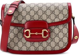 Gucci Horsebit 1955 Shoulder Bag GG Coated Canvas with Leather Small crossbody bag - Bruin
