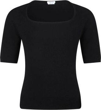 Alexander McQueen Zwarte Vierkante Hals Top Medium Mouwen - Dames - T-shirts - Zwart - S - Tops
