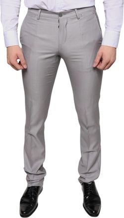 Dolce & Gabbana Mens Light Gray Wool Dress Pants Virgin Silk