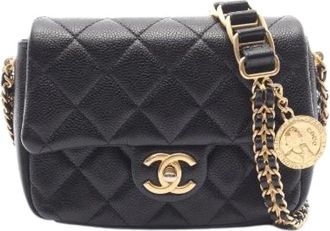 Chanel Pre-owned Matelasse Grained Calf Shoulder Bag - Dames - Vintage Schoudertas - Zwart - ONE Size - Leer - Vintage