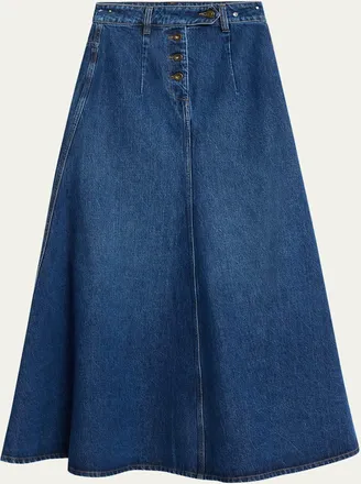 A.W.A.K.E. Cut-Out Denim Maxi Skirt
