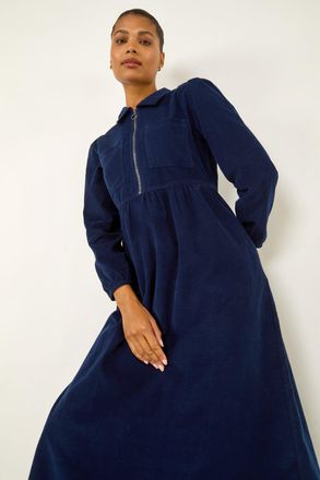 Roman Corduroy Zip Detail Midi Dress