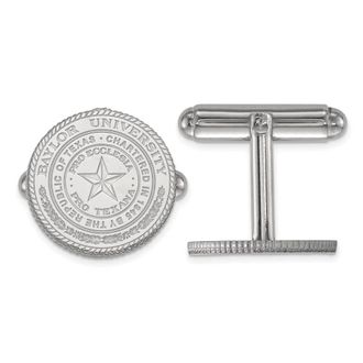 Diamond2Deal Sterling Silver Rhodium-plated Baylor University Crest Cuff Links