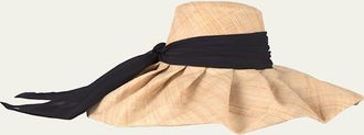 Eugenia Kim Bella Raffia Sun Hat with Chiffon Scarf