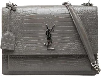 Saint Laurent Pre-owned The Sunset Shoulder Bag - Dames - Vintage Schoudertas - Grijs - ONE Size - Leer - Vintage