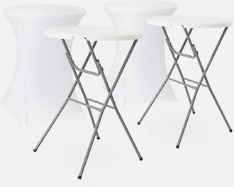 Sweeek Mesa Alta Plegable Con Funda Protectora Para Eventos, Set De 2