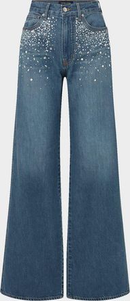 Veronica Beard Exclusive Kasey Embellished Wide-Leg Jeans