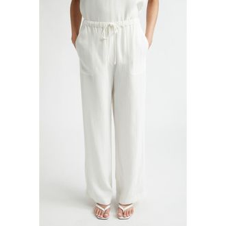Toteme Woven Stripe Drawstring Trousers in Meringue at Nordstrom, Size 10 Us
