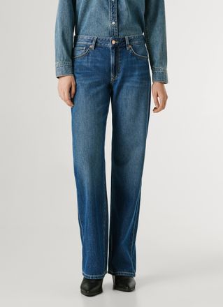 Pepe Jeans London Loose-fit-Jeans PEPE JEANS LOOSE ST JEANS LW NICKY, Damen, Gr. 25, L&auml;nge 32, used blau, Denim/Jeans, Obermaterial: 66% Baumwolle, 34% Lyocell, loose f