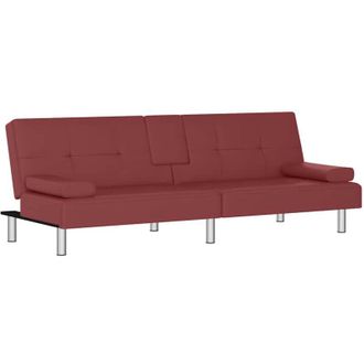 vidaXL Vidaxl - Divano Letto con Portabicchieri in Similpelle Rosso Vino
