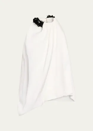 Brandon Maxwell Haze Draped Sequin-Trim Asymmetric Top