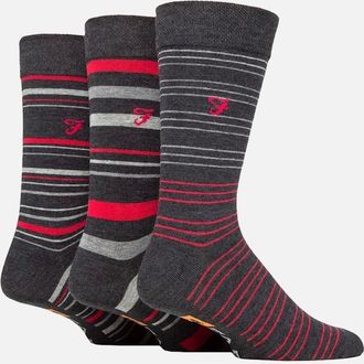 Farah Mens Farah mens 3 pack Cotton stripe socks BERRY / Grey Size 6-11uk - Purple - Size: One size/8.5/15.5/9/16/7/14/7.5/14.5/8/15/5.5/12.5/6/13/6.5/13.5