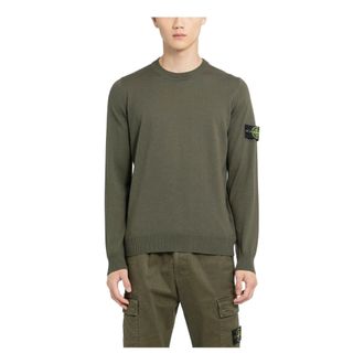 Stone Island Logo Patch Crewneck Sweatshirt Olive Green 7915510C4-V0058