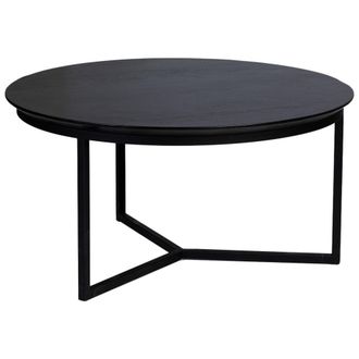 Wanderlust Deco Mesa de centro, tablero de mango negro y patas de hierro 80x80x40h cm