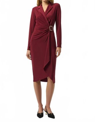 Joseph Ribkoff Faux Wrap Sheath Dress In Merlot