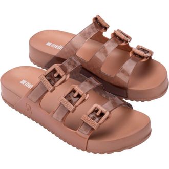 Melissa Cozy Stripes Platform Slide Sandal in Transparent Brown at Nordstrom, Size 10