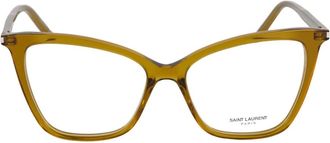 Saint Laurent Glasses, unisex, Brown, Size: 55 MM Brown Cat Eye Glasses