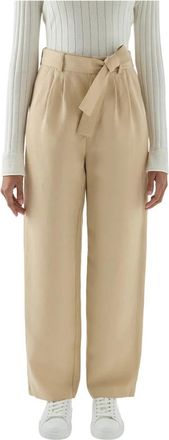 Woolrich Lichtgewicht Linnenmix Broek - Dames - Straight fit broeken - Beige - XS - Linnen - Broeken