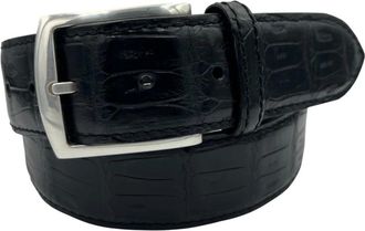 Paolo Vitale Krokodillenleren Riem 4 cm - Heren - Riemen - Zwart - 90 CM - Leer - Accessoires