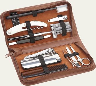 Royce Leather Monogrammed Leather Travel Grooming Toiletry Kit