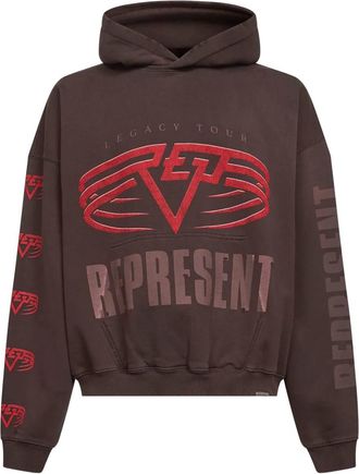 Represent mixed-print kangaroo pocket sweater - Brown