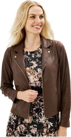 In Front Bruine Jas Blazer Stijlvol Model - Dames - Zomerjassen - Bruin - M - Polyester - Jassen