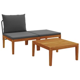 vidaXL 3 Uds. Conjunto De Jard&iacute;n Con Cojines Natural Vidaxl