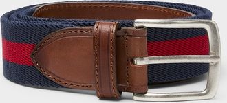LEYVA Mens Striped elastic and leather belt