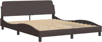 vidaXL Cama Sin Colch&oacute;n De Tela Marr&oacute;n Oscuro 160x200 Cm Vidaxl