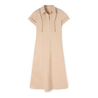 Motivi Blousejurk met opengewerkt - Dames - Casual kleedjes - Beige - XS - Katoen - Kleedjes