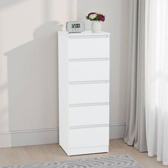 Seconique Malvern 5 Drawer Narrow Chest - White