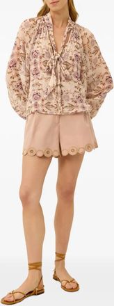 Marie Oliver Florence Floral Tie Blouse Top In Garden