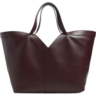 Saint Laurent Y Leather Tote in Purple Brown at Nordstrom