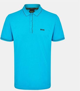 HUGO BOSS Mens Paule Short Sleeve Polo Shirt - Blue - Size: 40