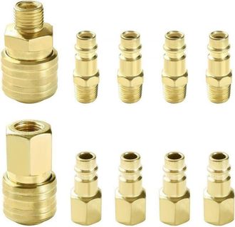 OEM Kit De 10 Piezas De Acoplamiento Neum&aacute;tico De Aire Bsp De 1/4, Conexi&oacute;n R&aacute;pida Neum&aacute;tica Europea, Conexi&oacute;n De Aire Para Compresor, Para Manguera De Co