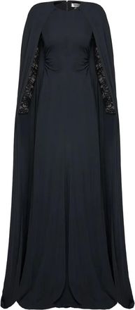 Nissa Maxi-jurk met cape van kant - Zwart