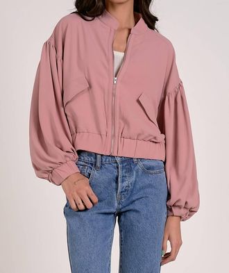 Elan Jacks Balloon Sleeves Jacket In Mauve