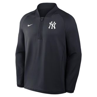 Nike New York Yankees Authentic Collection Nike Mens Dri-FIT MLB 1/2-Zip Long-Sleeve Top in Blue | 04H94FANK-KRR