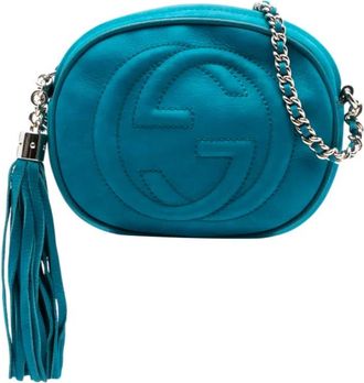 Gucci 2016-2025 Soho mini-crossbodytas van bewerkt kalfsleer met ketting - Blauw
