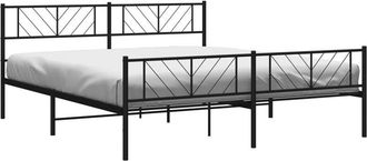 vidaXL Vidaxl - Estructura Cama Sin Colch&oacute;n Con Estribo Metal Negro 183x213 Cm