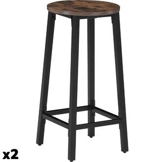 TecTake 2 taburetes de bar, Madera industrial oscura, r&uacute;stica