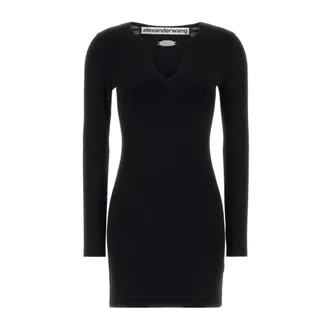 Alexander Wang Alexander Wang, Knitted Dresses, female, Black, Size: XS Stretch Viscose Blend Mini Dress