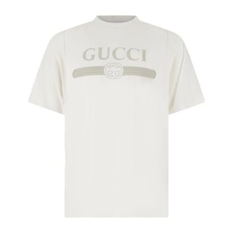 Gucci Katoenen jersey T-shirt met print - Heren - Tops - Wit - Maat: L Katoen