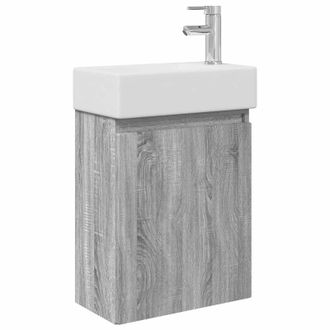 vidaXL M&oacute;dulo De Ba&ntilde;o Con Grifer&iacute;a Sonoma Gris 45,5 X 22,5 X 84 Cm Vidaxl