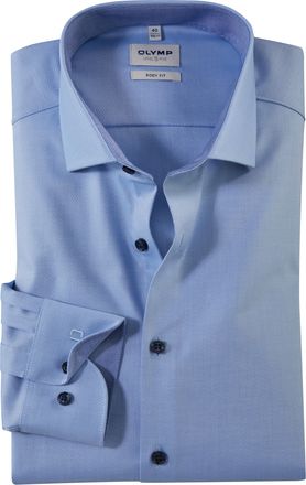 Olymp Businesshemd OLYMP Level Five body fit, Herren, Gr. 37, N-Gr, blau (bleu), Web, Obermaterial: 97% Baumwolle, 3% Elastolefin, 2-Knopf-Manschette, Hemde
