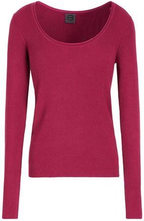 8 by YOOX RIBBED KNIT SLIM FIT SCOOP CREW-NECK