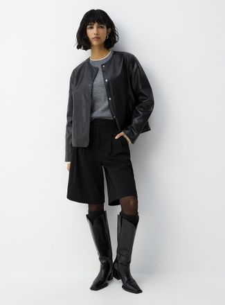 Vero Moda Womens Faux-leather collar lightweight quilted jacket