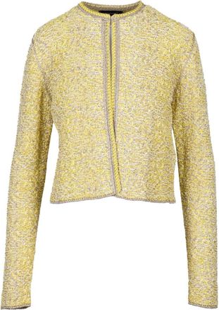 Fabiana Filippi Jassen, Dames, Geel, XS, Katoen, Bouclé Cardigan met Metallic Details