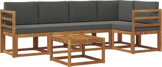 vidaXL Conjunto De Sof&aacute;s De Exterior 6 Uds. Natural Y Antracita Vidaxl